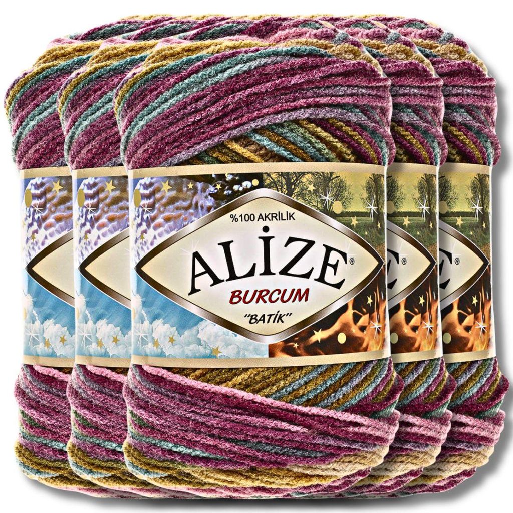 Alize 5x 100g Burcum Batik Wolle mit Farbverlauf, Häkeln, Stricken (4341)