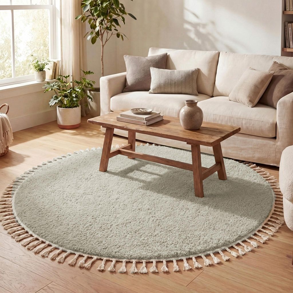 Volero - Tapis rond à poils longs - Lofty Fringe Menthe - Ø Image du produit 