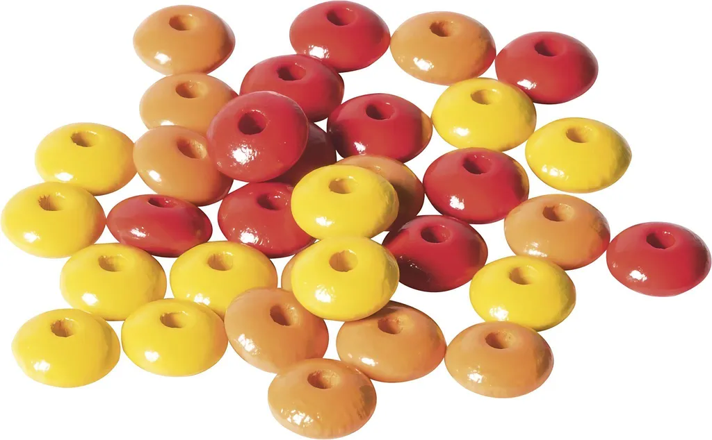 Accessoires de décoration en bois lentilles multicolores 33 pcs créatif
