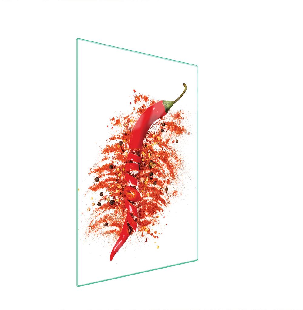 Herdabdeckplatte 35x52 Glaskeramikkochfeld Abdeckung Spritzschutz Glasplatte Deko Schneidebrett Chili Gewürze