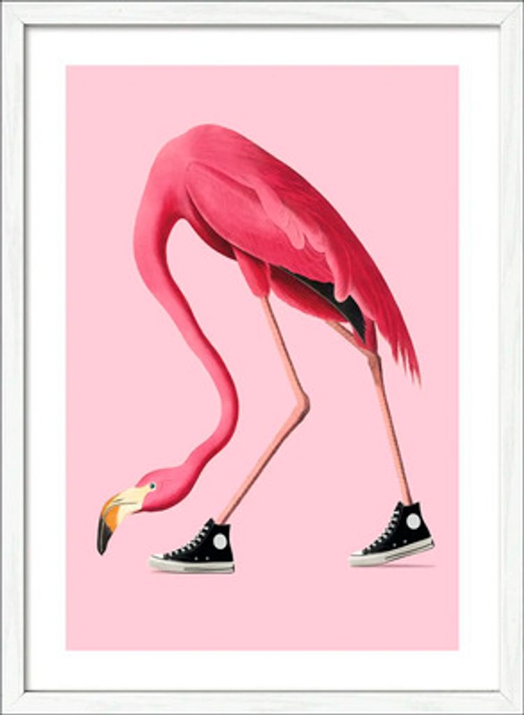 Gerahmtes Bild Flamingo With Sneakers 53x73 cm