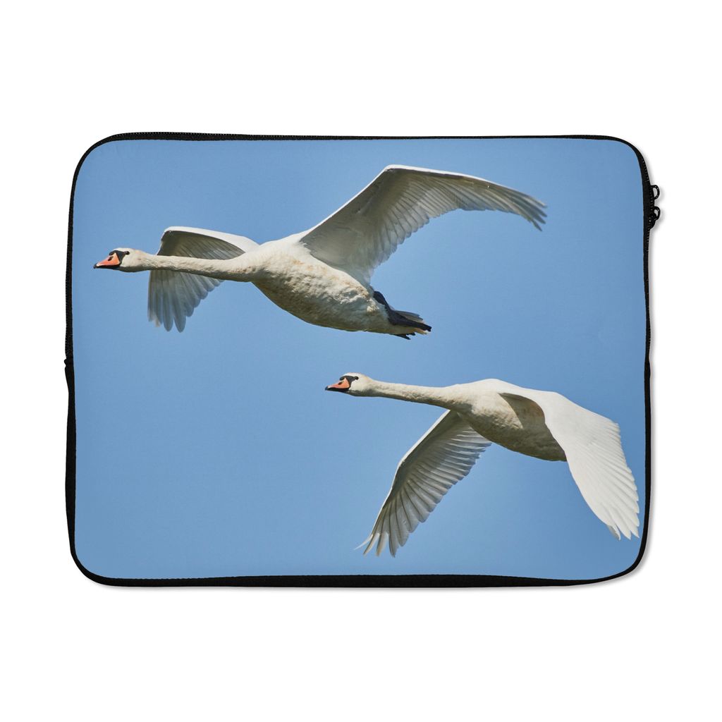 MuchoWow Laptop Hülle 17 Zoll Laptoptasche Schwan - Vogel - Himmel - Blau - Zipper - Schutzabdeckung