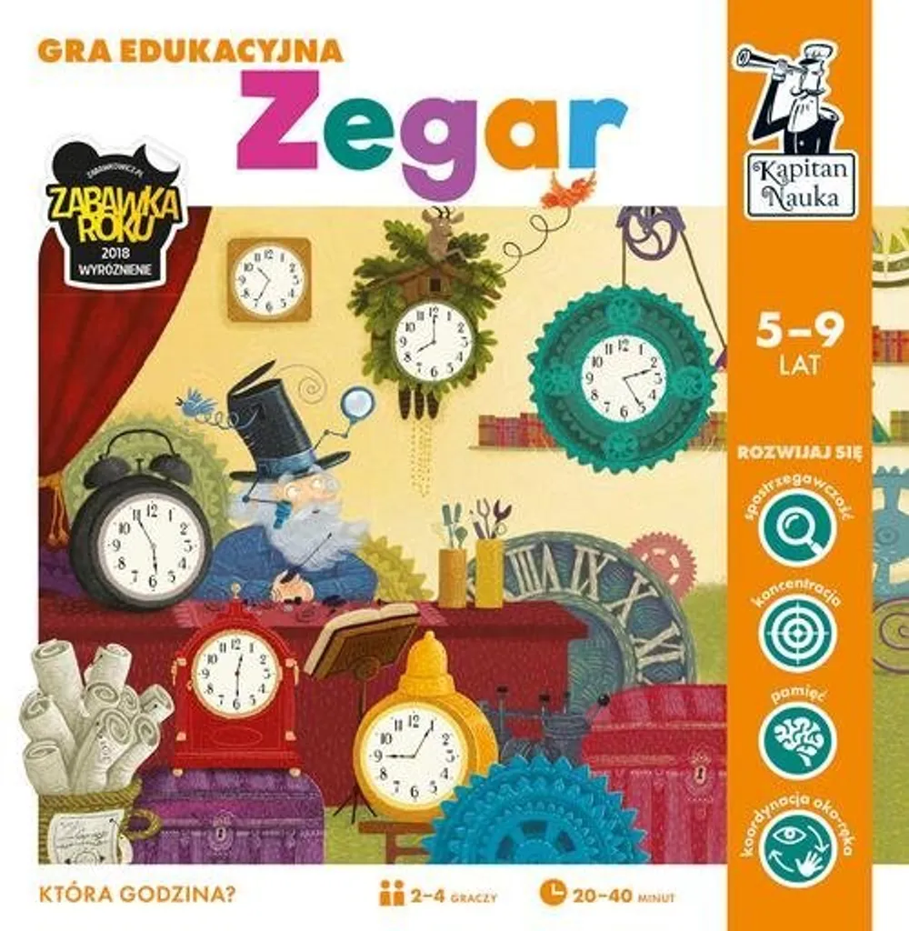 Horloge éducative en carton robuste Capitaine Nauka pour maîtriser le temps