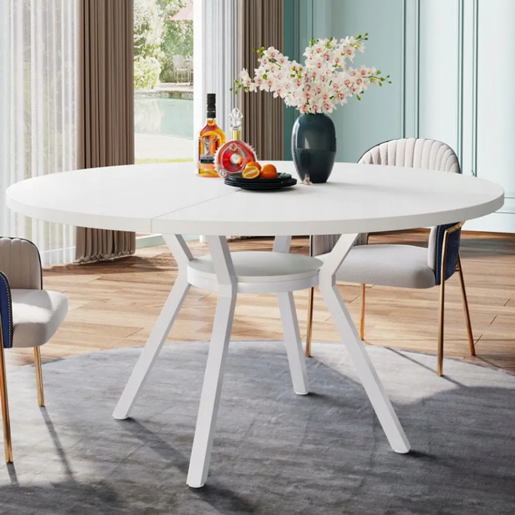 Table à manger 120 cm blanche HOGA-F1943 - Surface robuste et stable - 3