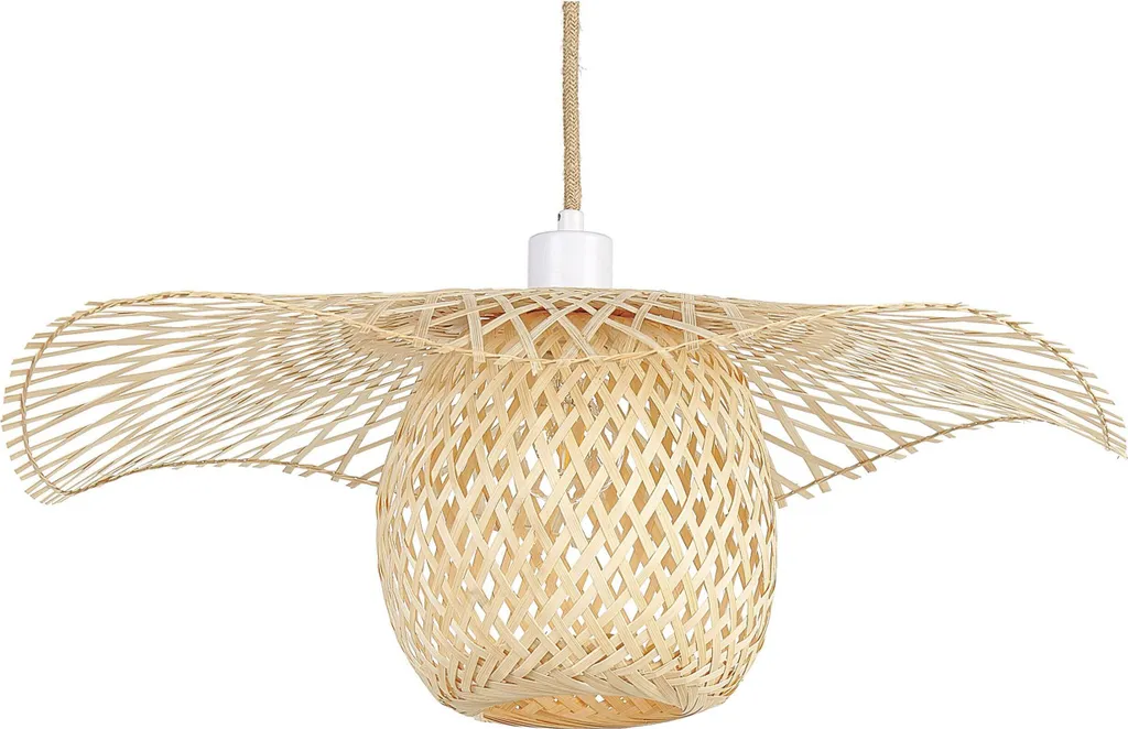 Suspension bois de bambou marron clair forme sphérique 1-flamme Beliani