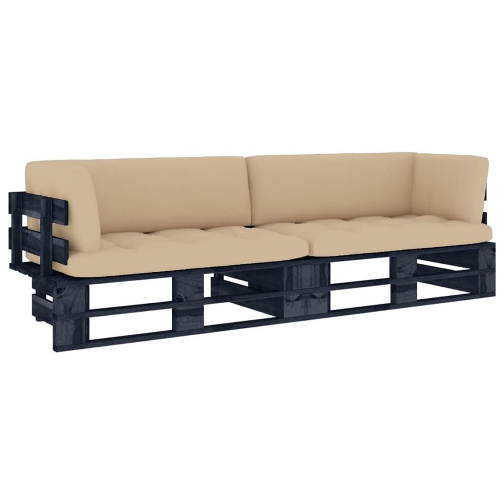 "Rabatt" 2-Sitzer-Palettensofa Schwarz Imprägniertes Kiefernholz - Lounge-Dining set CC2847