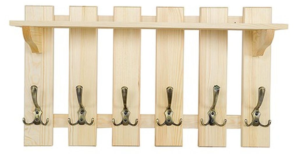 Garderobenpaneel 70x40 cm Wandgarderobe Garderobe Kiefer massiv 6 Haken