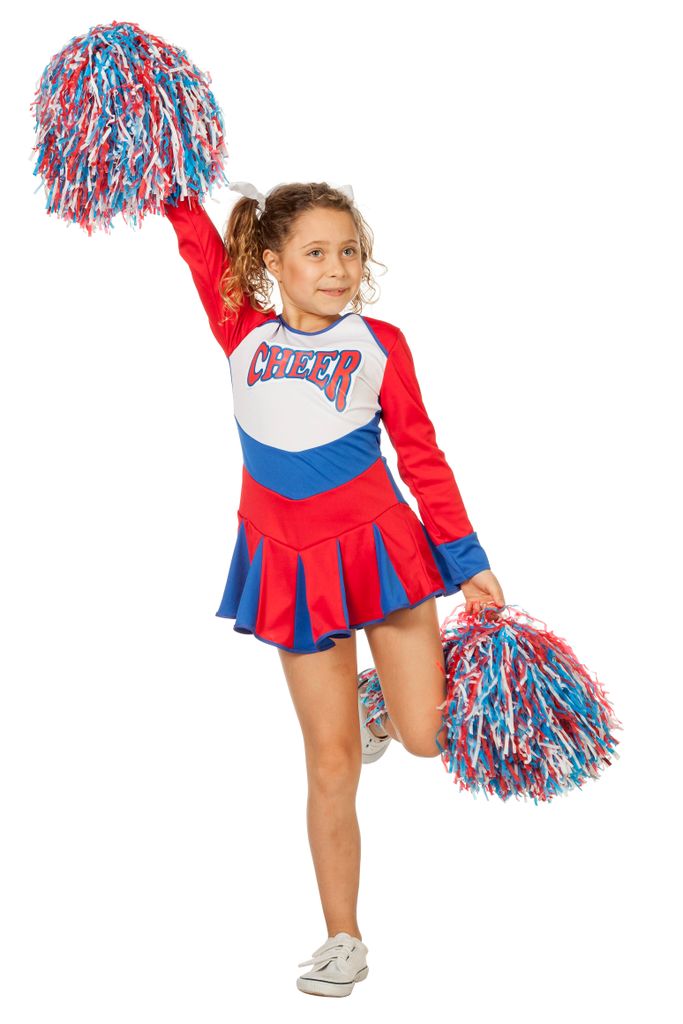 Lila Damen Cheerleader-Kostüm mit Pompons Mini-rock Karneval Cheerleading Kleid