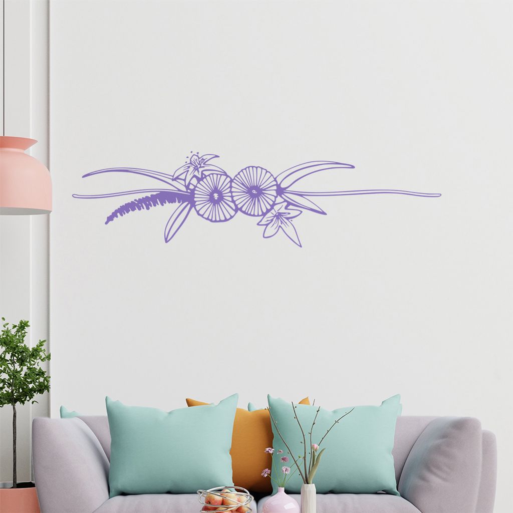 Blumen - Ranken Wandtattoo in 6 Größen - Wandaufkleber Wall Sticker - Dekoration, Küche, Wohnzimmer, Schlafzimmer, Badezimmer