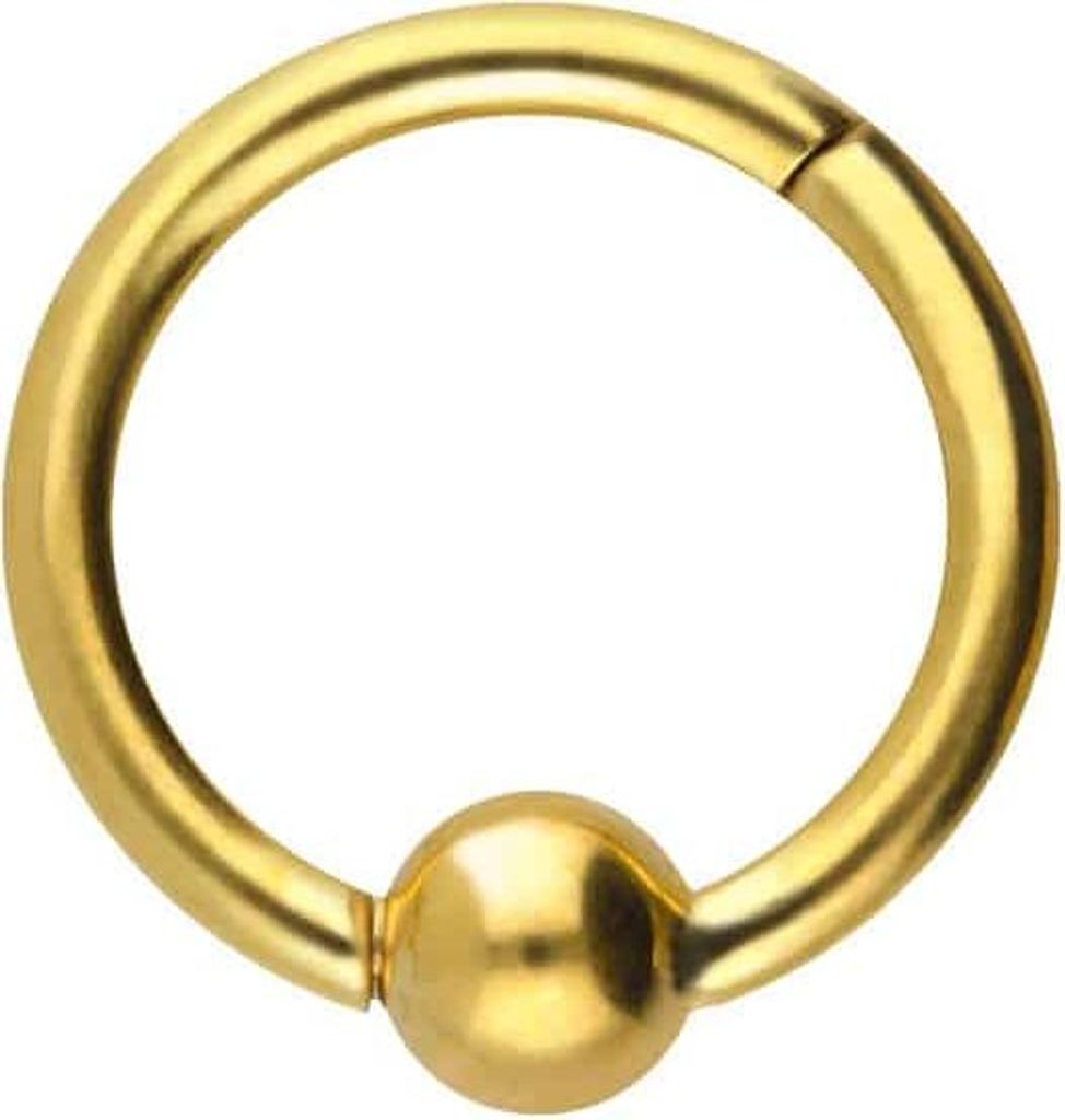 Ohrpiercing, Nasenpiercing, Septum Piercing Chirurgenstahl Segmentring Clicker KUGEL Gold Innendurchmesser: 7 mm