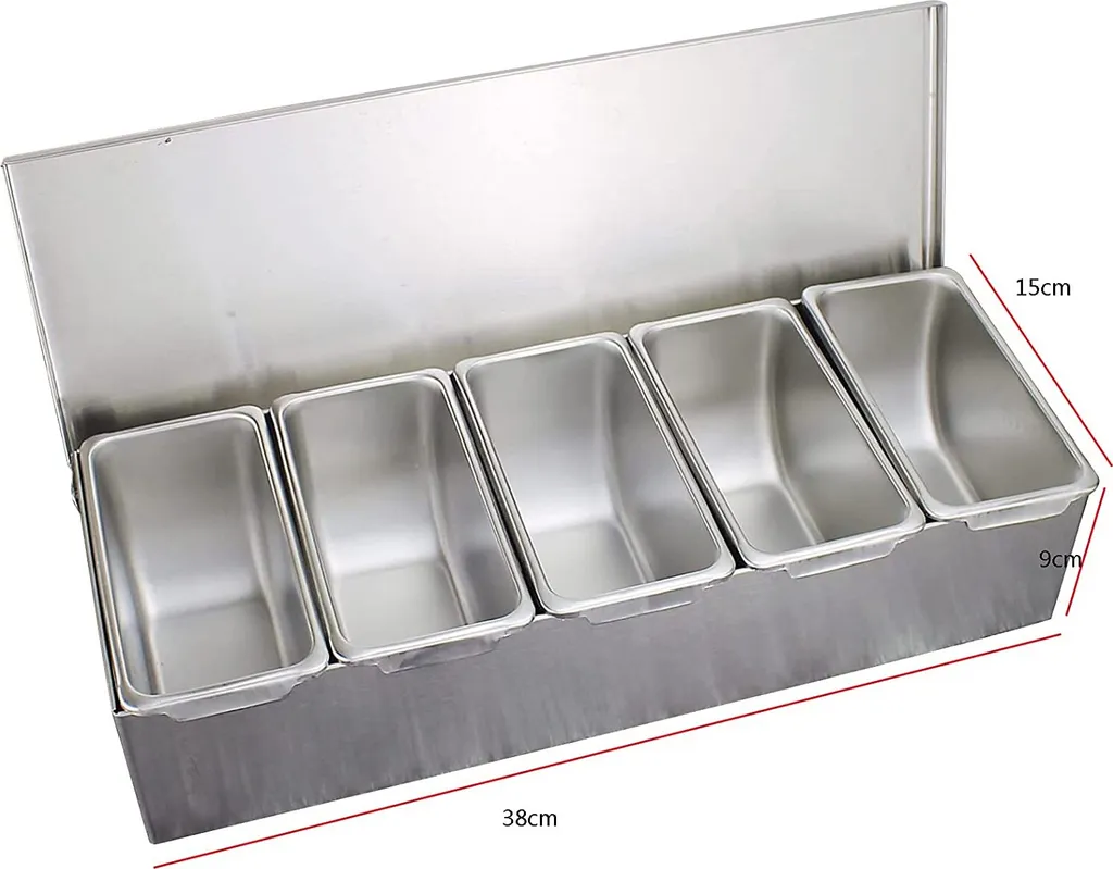 Boîte à ingrédients en acier inoxydable avec 5 compartiments amovibles - 4