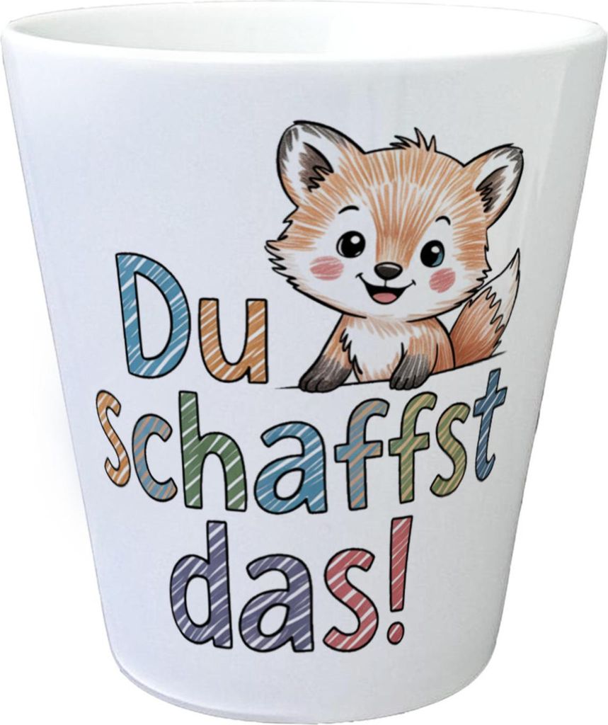 Fuchs mit Spruch Du schaffst das! Blumentopf