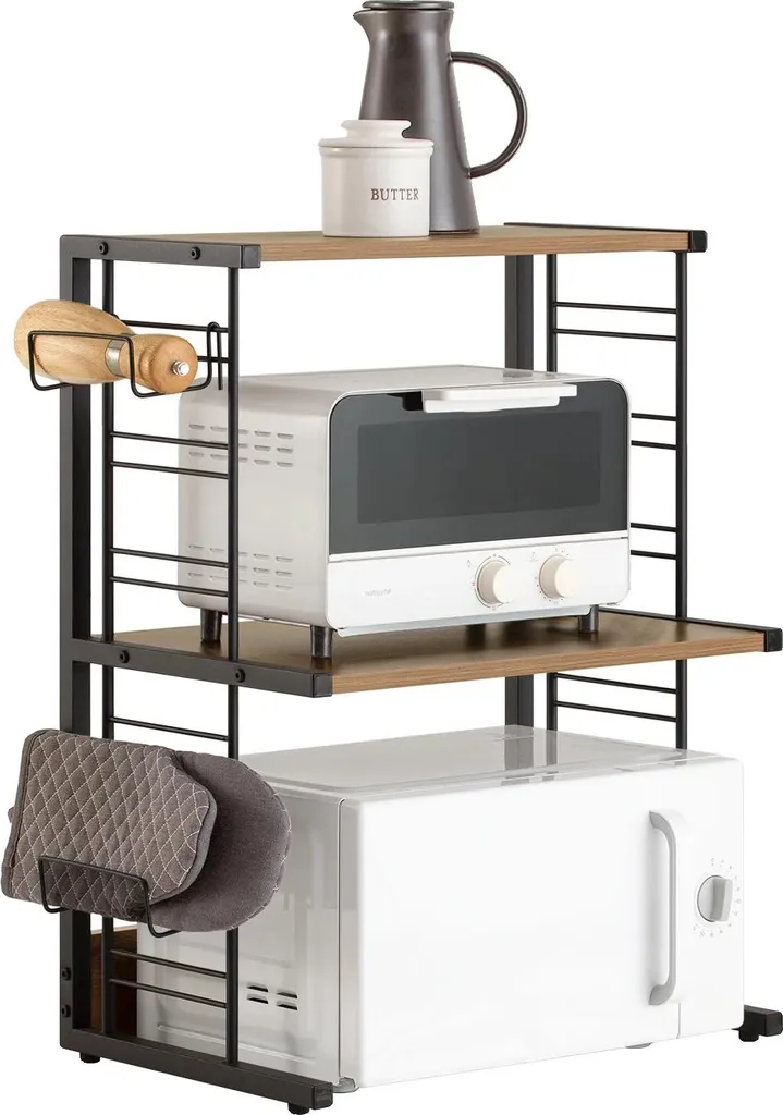 Organisateur de cuisine pour micro-ondes et bouteilles style industriel