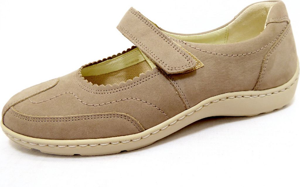 Waldläufer Henni, Halbschuh, Klett, Denver (Nubuk), beige, Pro-Aktiv Fussbett, Weite H 496302-191-060 41