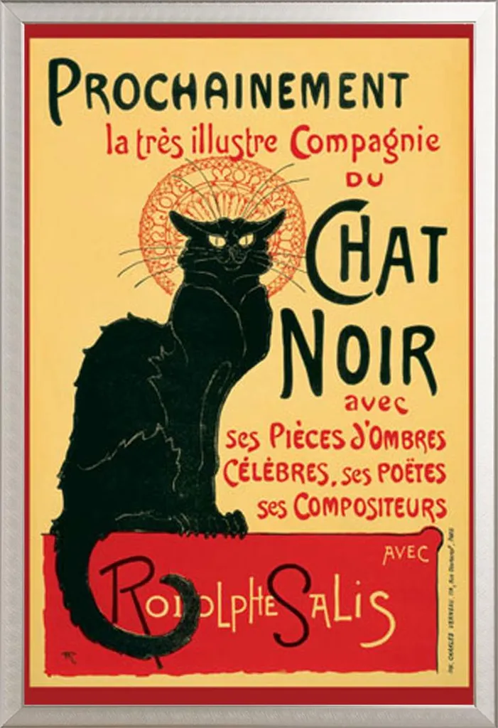 Poster Chat Noir Steinlen 1896 Cornice Shinsuke Alluminio Argento