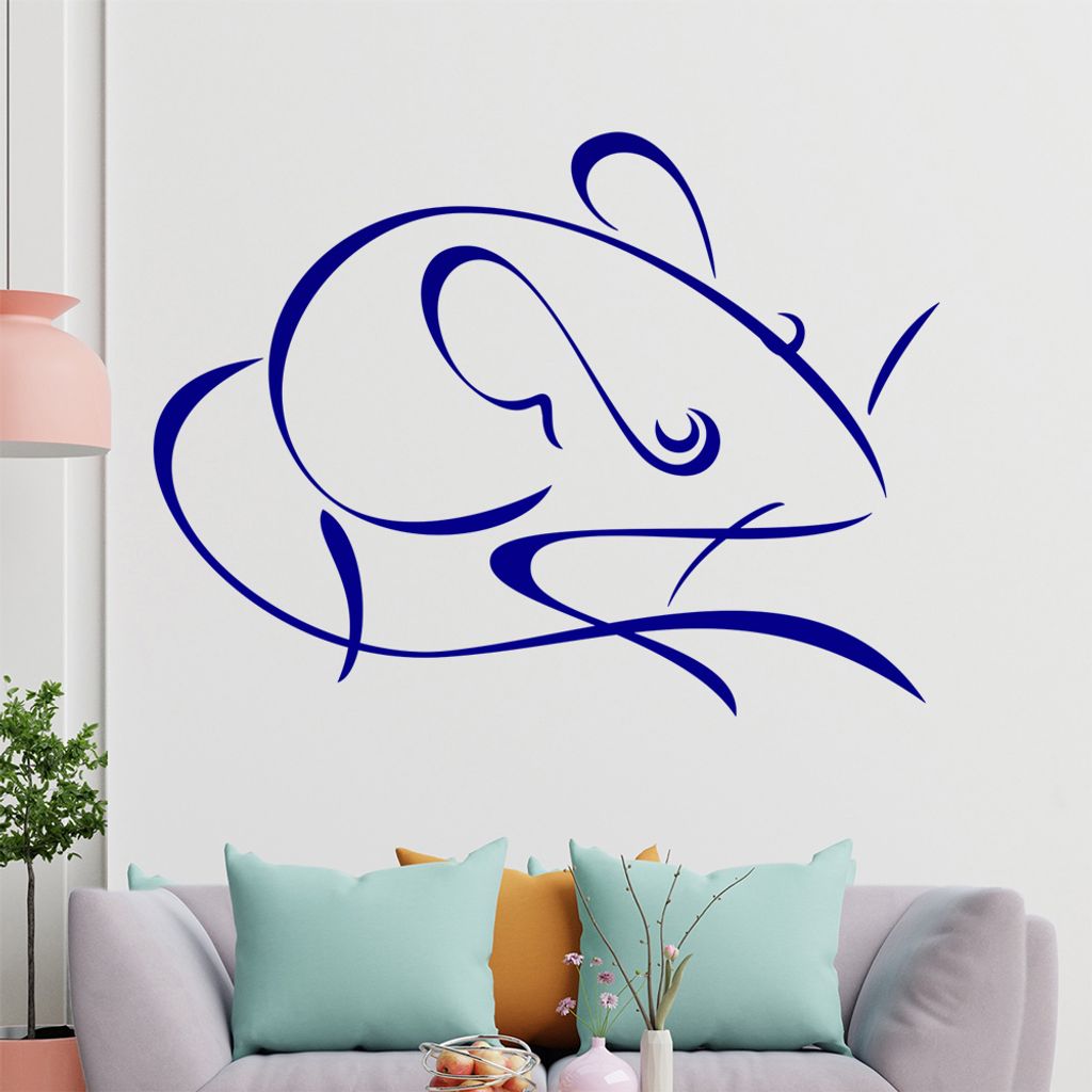Maus Linien Wandtattoo in 6 Größen - Wandaufkleber Wall Sticker - Dekoration, Küche, Wohnzimmer, Schlafzimmer, Badezimmer