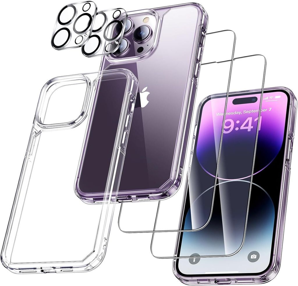 2 Stück Panzerglas für iPhone 12 Pro, 2 Stück Kameraschutz Schutzfolie und 1 TPU Handyhülle
