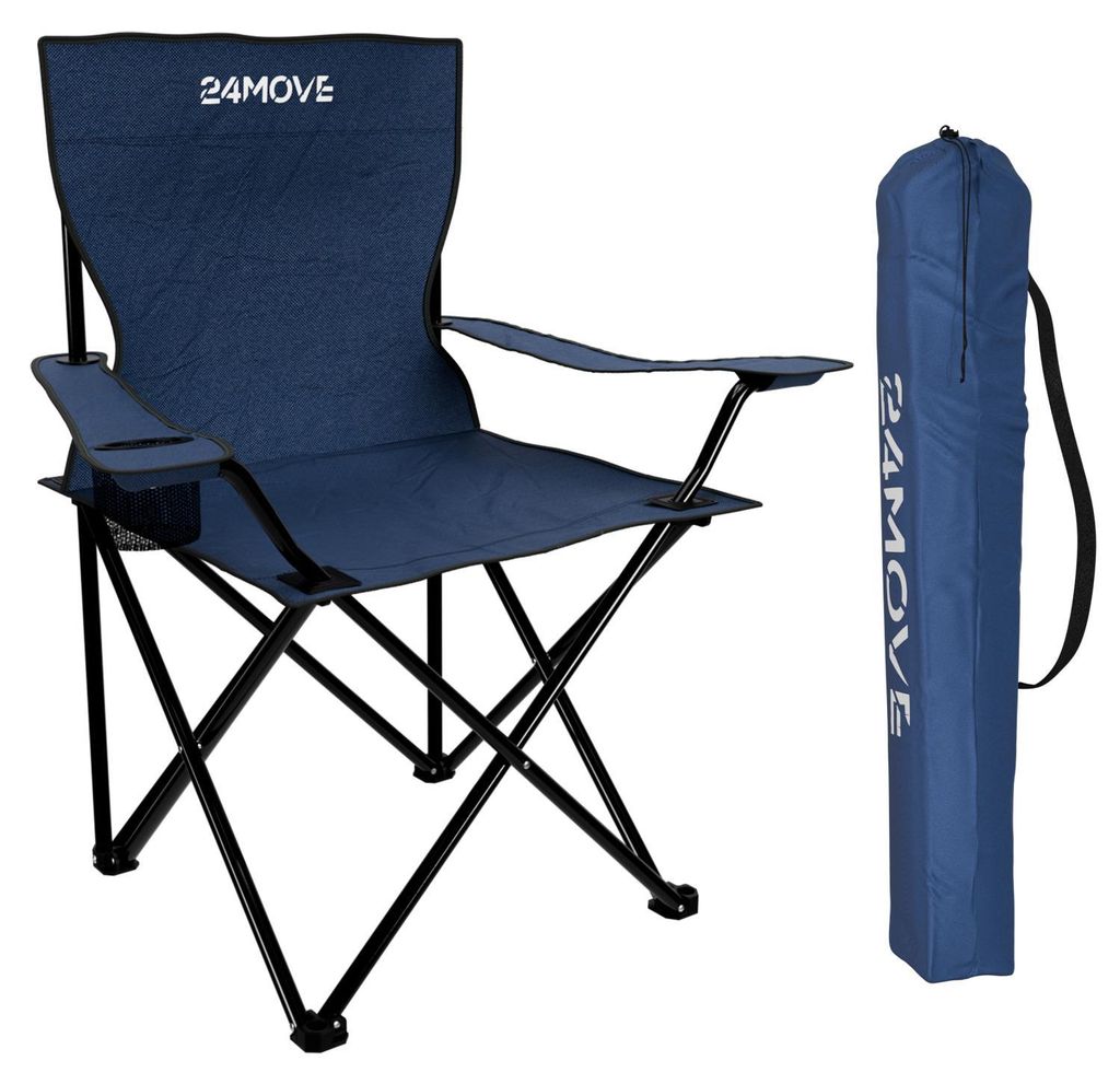 24MOVE® Campingstuhl Faltstuhl, blau, mit Getränkehalter Produktbild 