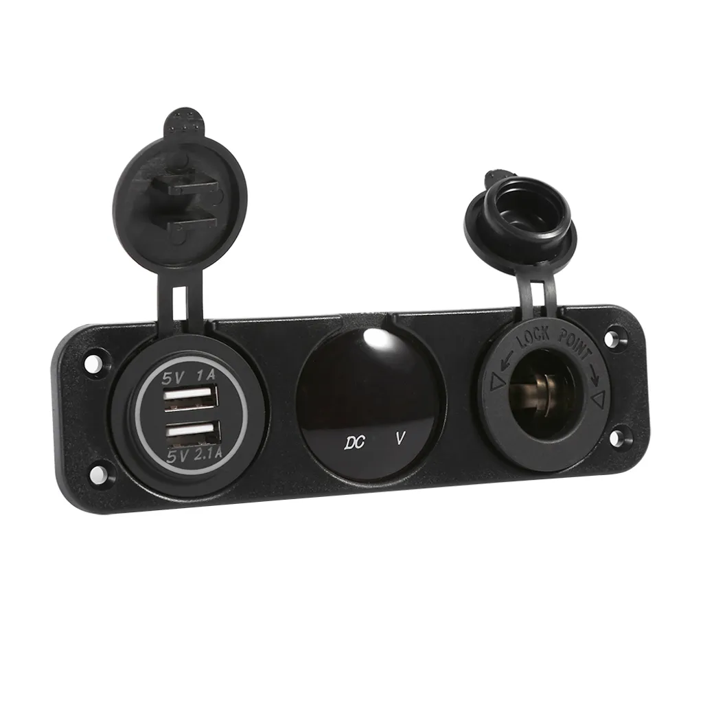 Pannello 3 Fori 12V con Doppia USB e Voltmetro per Camper e Barche - 5