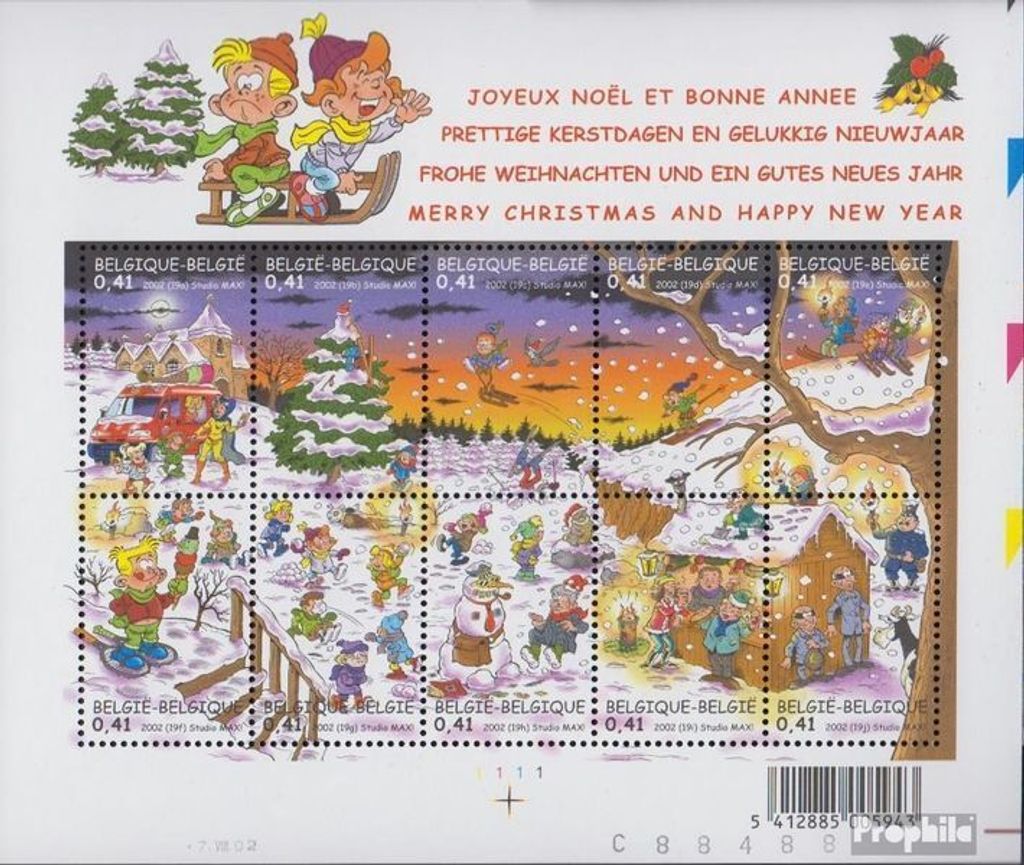 Briefmarken Belgien 2002 Mi 3151-3160 Kleinbogen (kompl.Ausg.) postfrisch Weihnachten
