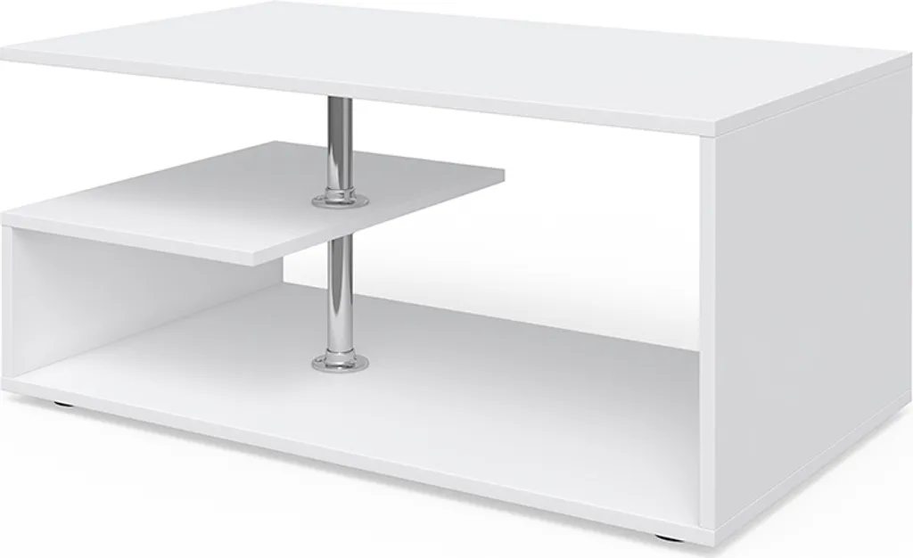 Table basse Vicco Guillermo blanche avec plateau résistant 91x52,6 cm