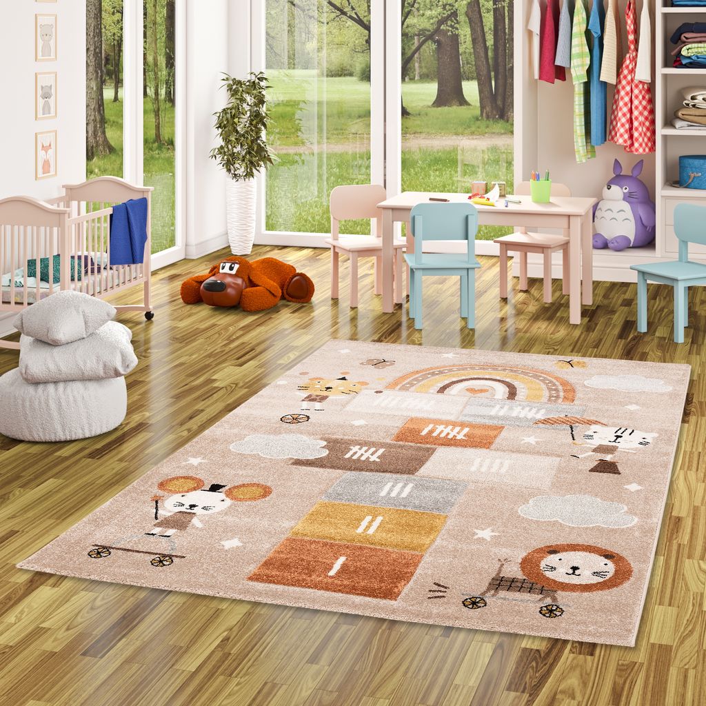 Kinder Teppich Maui Kids Spielwelt Beige Braun, Größe:200x290 cm