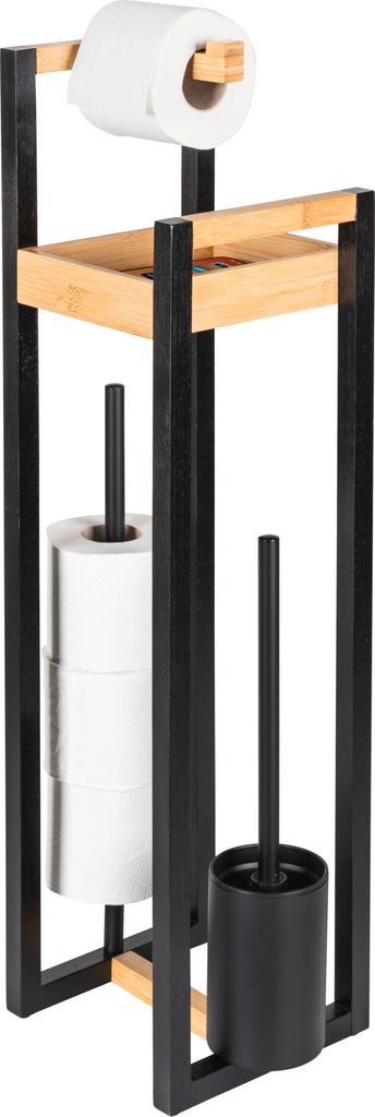 WENKO Braune Bambus Stand WC-Garnitur Braidi 26 x 75,5 x 20 Produktbild 