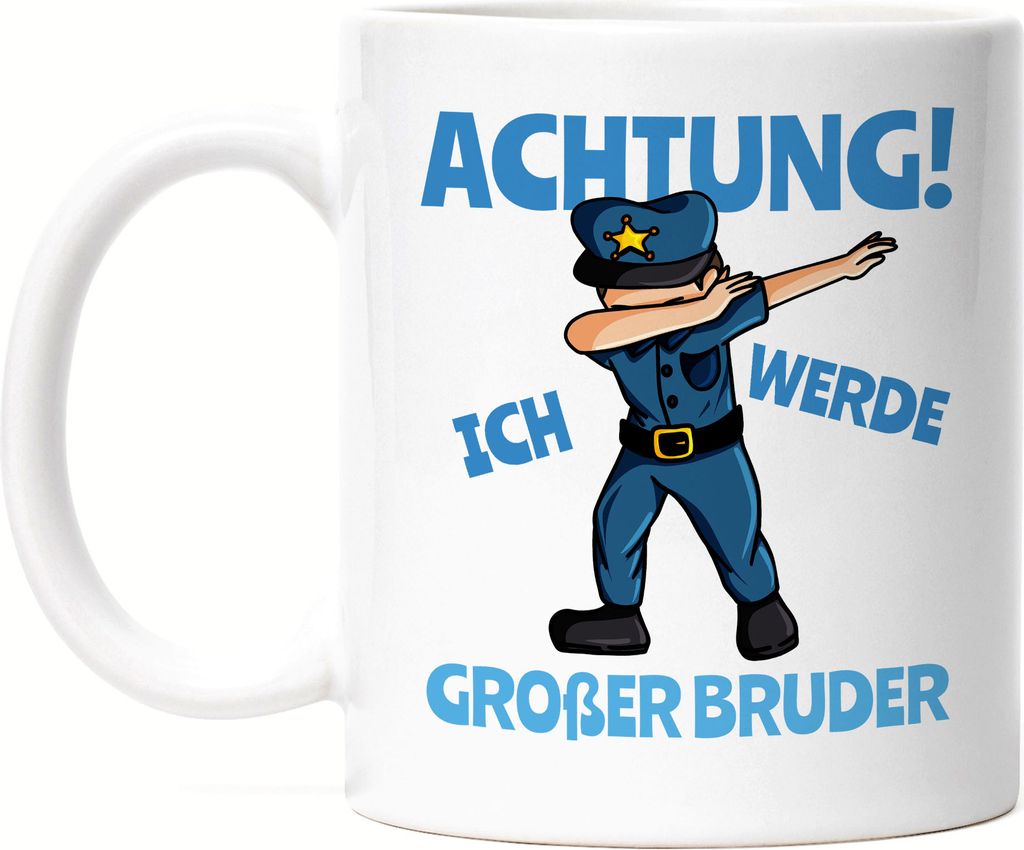 Ich Werde Großer Bruder Tasse Ankündigung Schwangerschaft Polizist Dab Babynews
