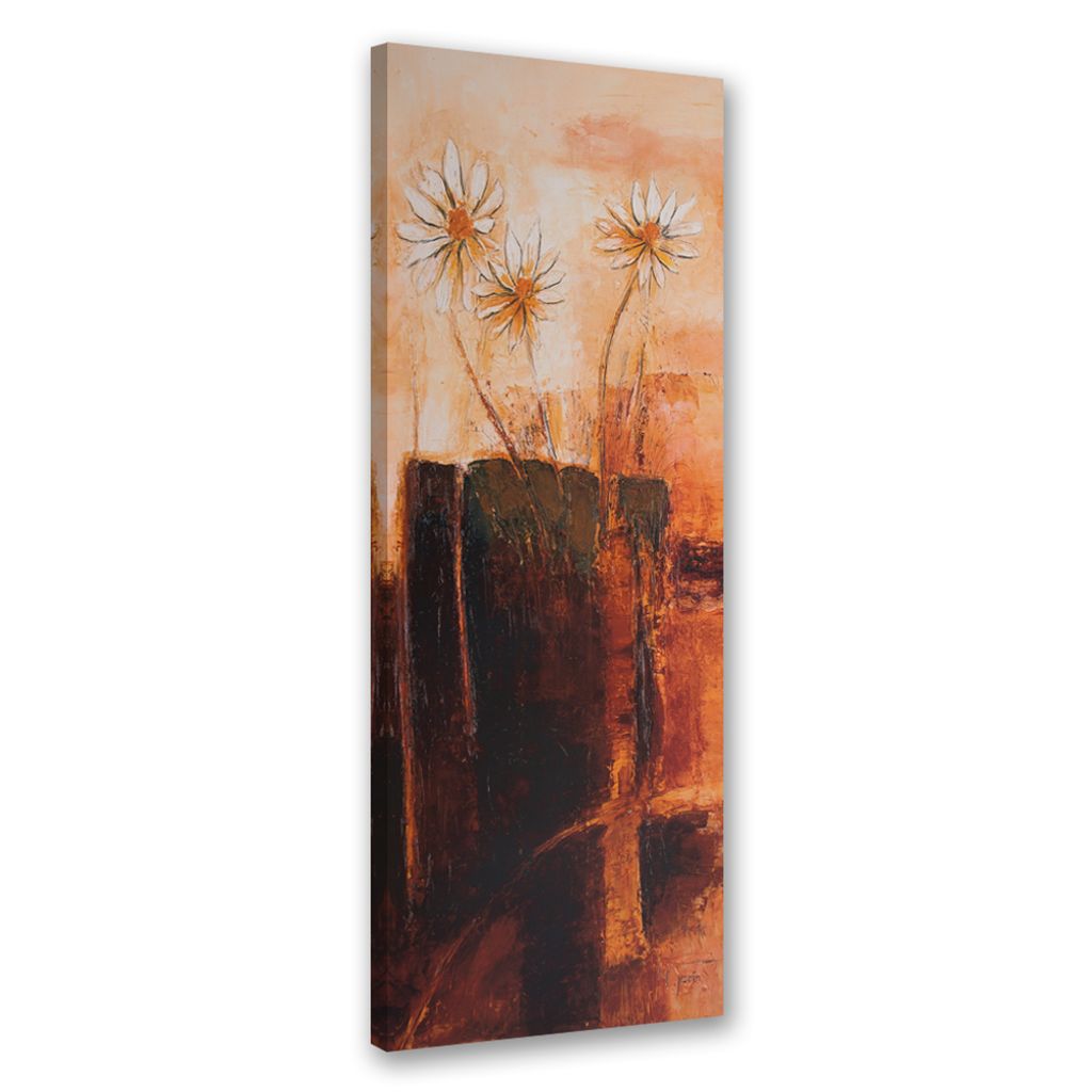 Leinwandbild Gemalte Blumen 50x150 Feeby Braun bild für die wand bereit zum aufhängen