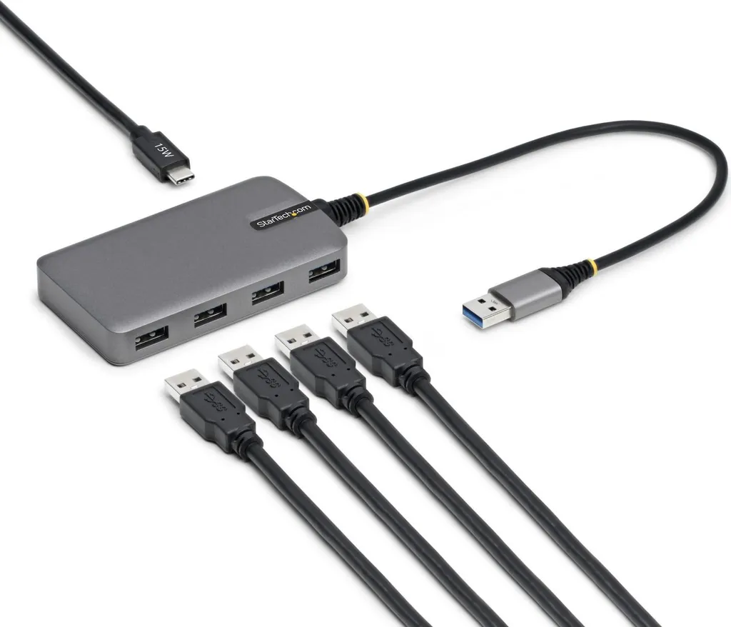 StarTech.com 5G4AC-USB-A-HUB, USB 3.2 Gen 1 (3.1 Gen 1) Tipo-A, USB 3.2 Gen 1 (3.1 Gen 1) Tipo-A, USB Tipo-C, 5000 Mbit/s, grigio, in plastica, 0,3 m