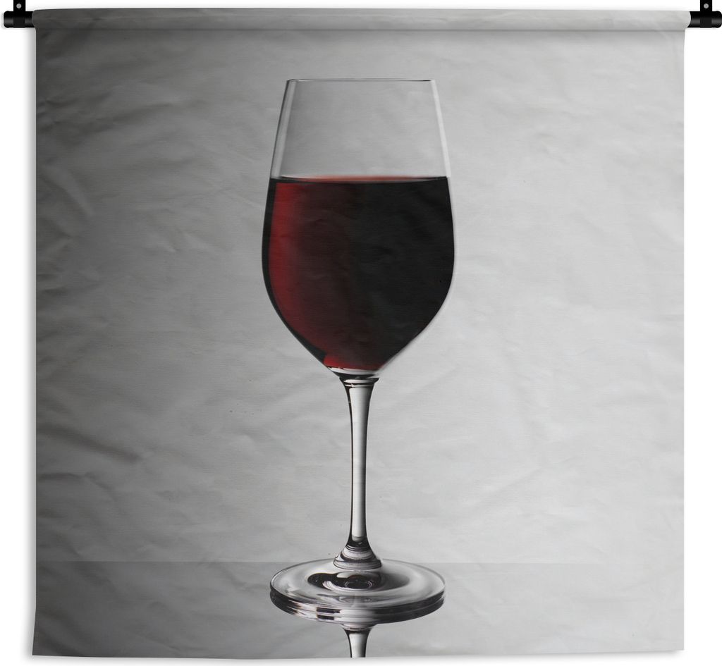 MuchoWow Wandteppich Wandbehang Glas Rotwein auf grau-weißem Hintergrund 60x60 cm Tapisserie Dekoration Wandtuch - Dekorationen - Wand Decke