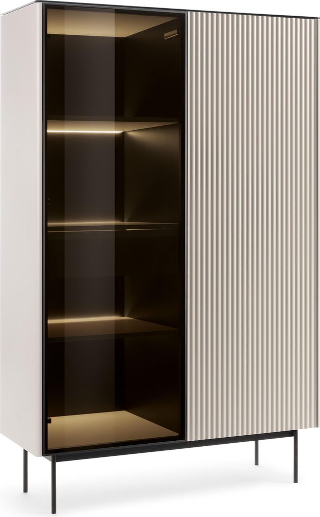 BETTSO RITA hohe Kaschmirvitrine mit Glasfront, Schublade Produktbild 