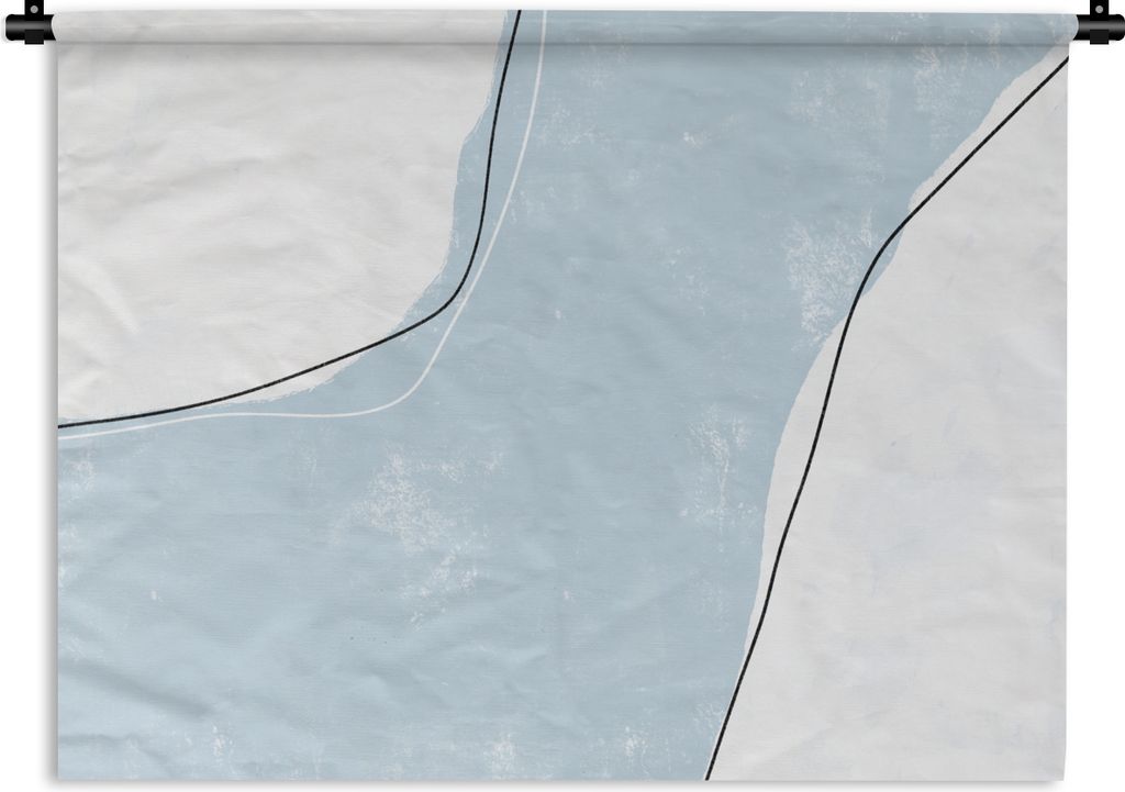 MuchoWow Wandteppich Wandbehang Blau - Minimalismus - Abstrakt 90x67.5 cm Tapisserie Dekoration Wandtuch - Fototeppich - Wand-Skulpturen