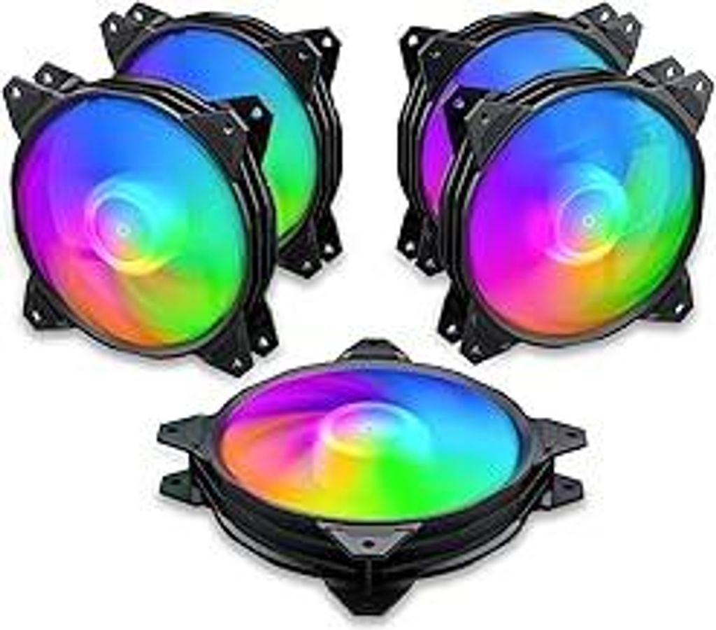 upHere 120mm RGB LED PC Lüfter für Gehäuselüfter mit Controller, 5 Pack/PF1206-5