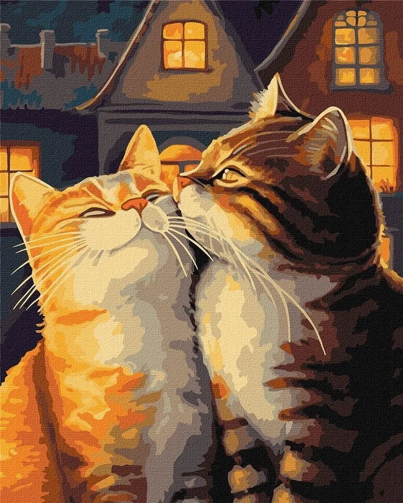 Décoration murale DIY : Peinture par numéros Chats amoureux 40x50 cm