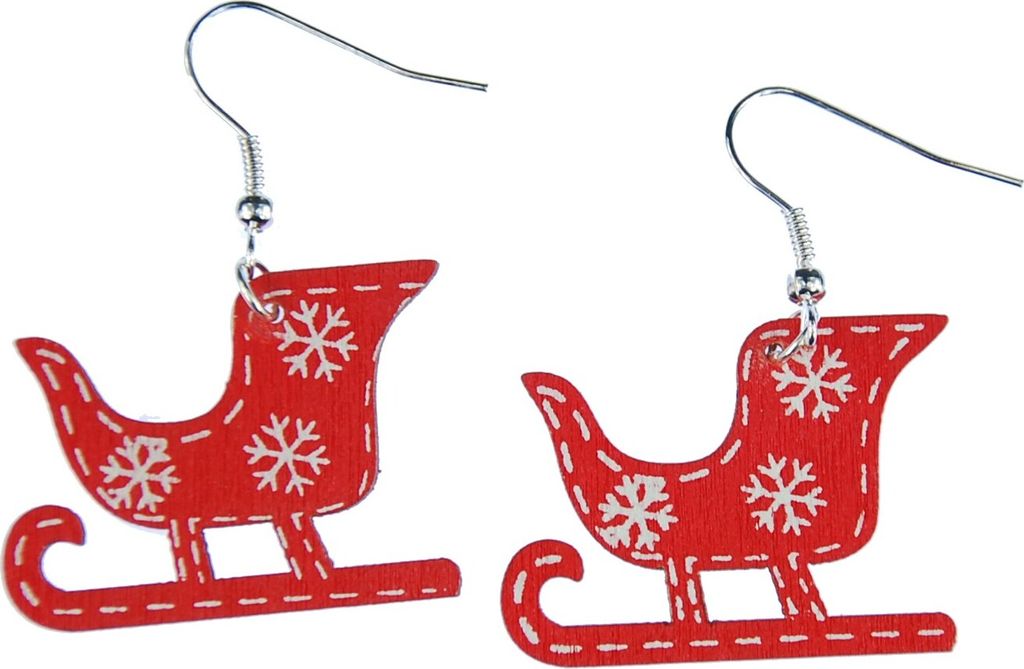 Weihnachten Schlitten Ohrringe Miniblings Weihnachten Santa Sterne Holz rot flach