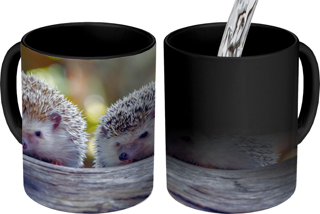 MuchoWow Zauber Tasse Zaubertasse Magic Zwei Igel sitzen auf einem Ast 350 ml Farbwechsel Becher Geschenk Geschenkidee - Magic-Tasse - Fototasse ...