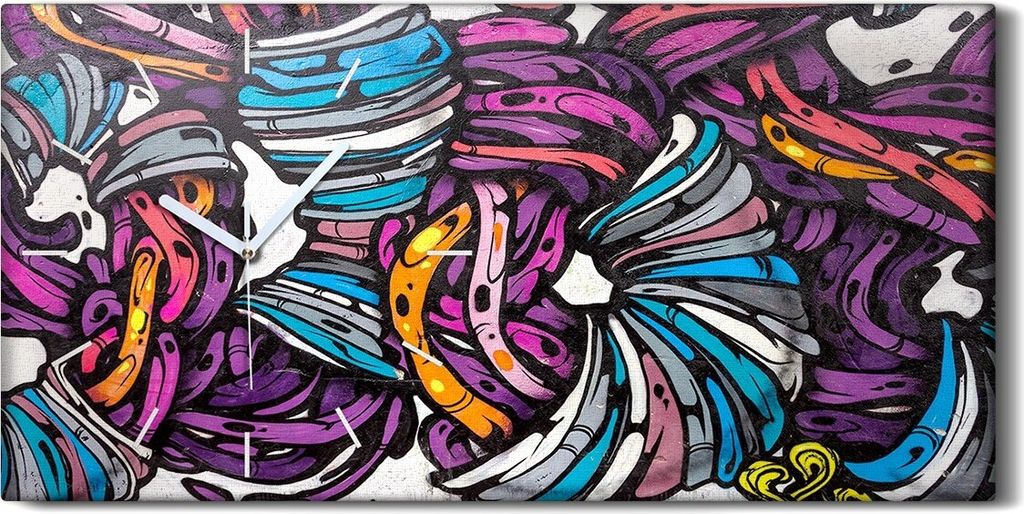 Dekor Leinwand Uhr Wandbilder Kunstdruck 60x30 Foto Straßenkunst Graffiti Stil - weiße Hände
