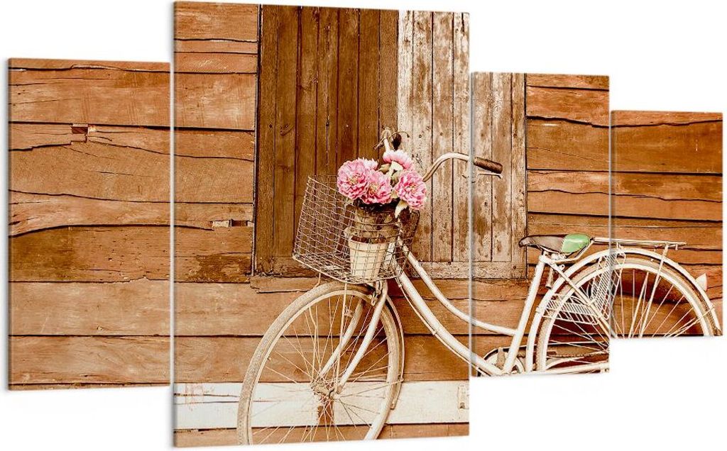 Bild auf Leinwand - Leinwandbild - Fahrrad Blume Korb alt - 160x90cm - Wand Bild - Wanddeko - Leinwanddruck - Bilder - Kunstdruck - Wanddekoration ...