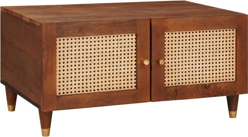 Kaffee-Tische Braun 80 x 50 x 40 cm Rohr und massives Mangoholz