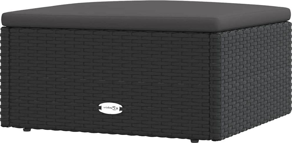 vidaXL Záhradná stolička s vankúšom Black Poly Rattan Obrázok produktu 
