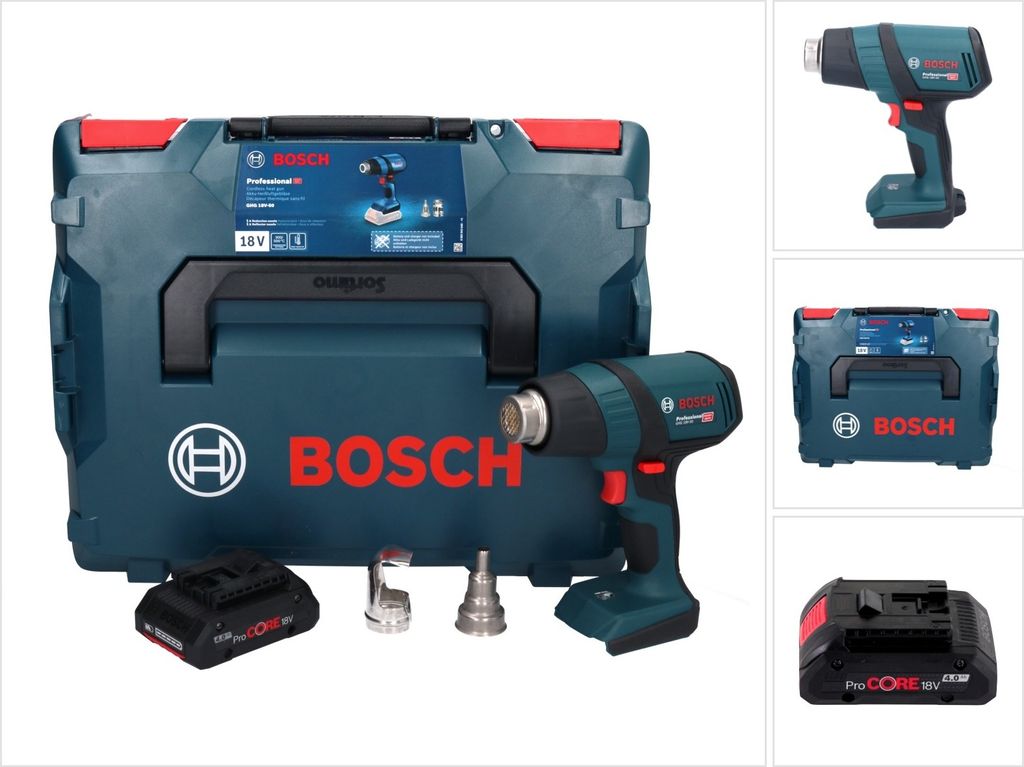 Bosch GHG 18V-50 Professional Akku Heissluftgebläse 18 V 300° C / 500° C + 1x ProCORE Akku 4,0 Ah + L-Boxx - ohne Ladegerät