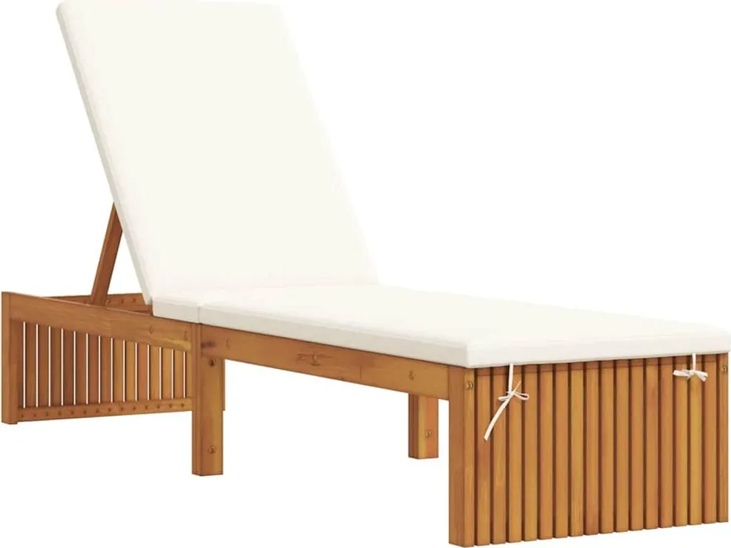 Bain de Soleil en Bois d'Acacia Marron avec Coussin Moelleux 200 cm