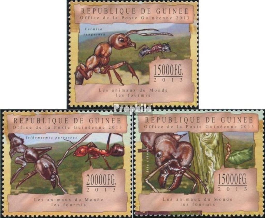 Briefmarken Guinea 2013 Mi 9789-9791 (kompl. Ausgabe) postfrisch Ameisen (Formica sanguineaund)