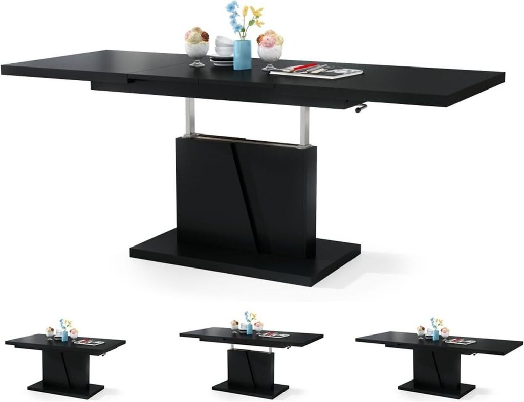 Esszimmertisch Grand , Esstisch , bis 180cm ausziehbar , höhenverstellbar , Küchentisch , Kitchen Table , 120x70cm , 05 , Schwarz