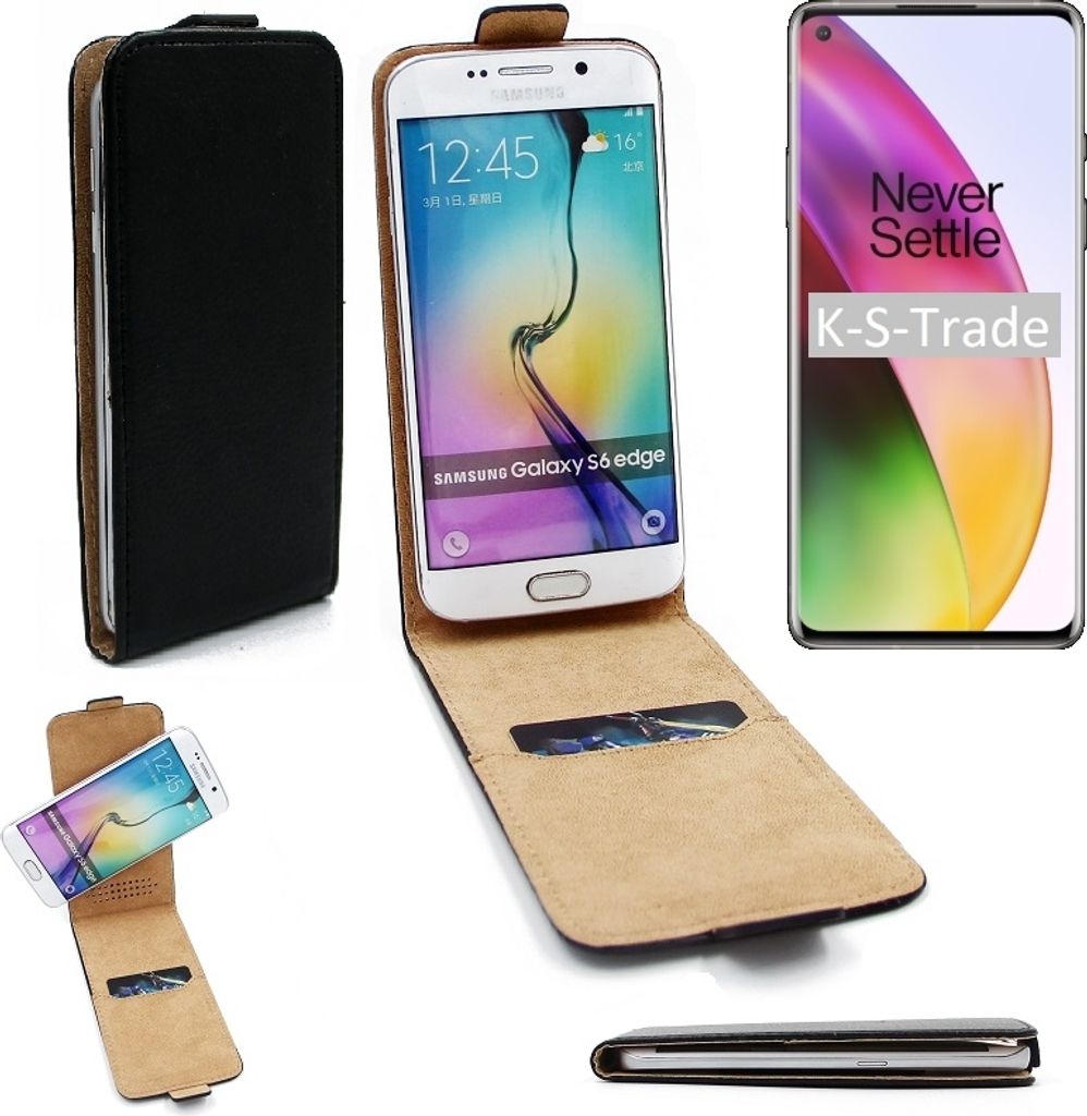 K-S-Trade Schutz-Hülle Handy-Hülle kompatibel mit OnePlus 8 Flipstyle 360° Smartphone Tasche, schwarz, Case Flip cover