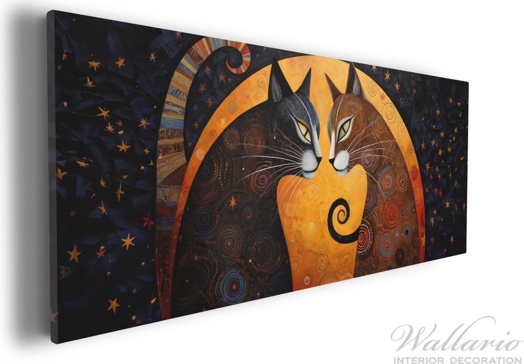 Wallario Premium Leinwandbild Katzen im Mondlicht in Größe Produktbild 