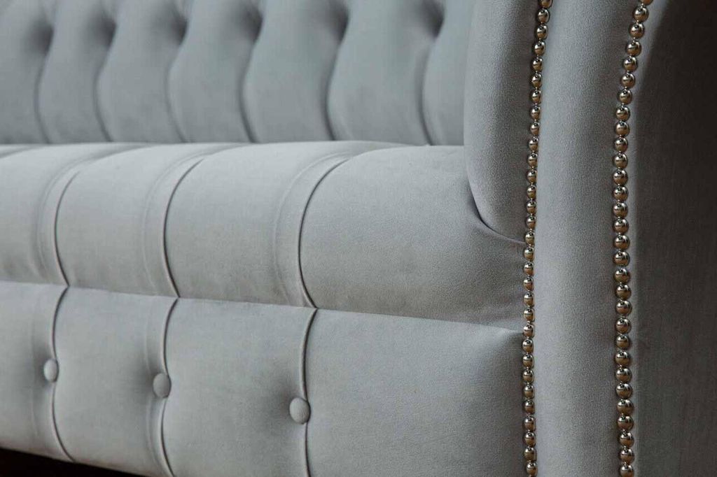 Chesterfield Sofa 4 Sitzer Designer Couchen Couch Stoff Polster Textil