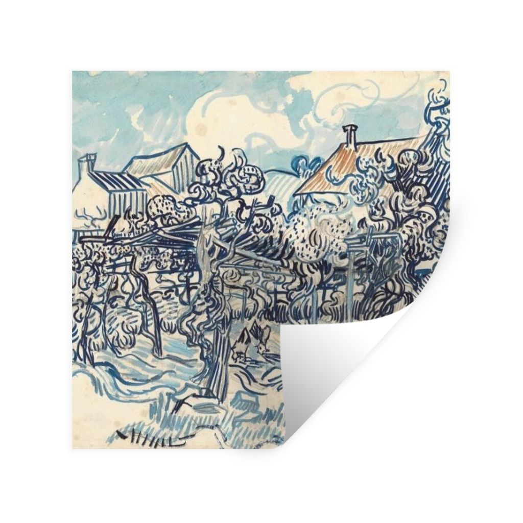MuchoWow Wandtattoo Wandsticker Wandaufkleber Alter Weinberg mit Bäuerin - Vincent van Gogh 100x100 cm Selbstklebend und Repositionierbar - Wier...