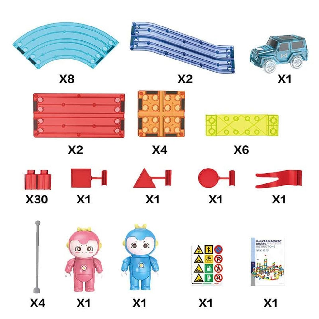 Magnetické kostky se závodní dráhou 63 el. - Vzdělávací Obrázek produktu 7